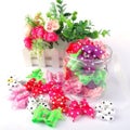 Dog Hair Bows With Rubber Bands Crystal Rhinestone For Long Hair Small Dog Cat