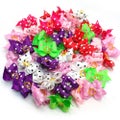 Dog Hair Bows With Rubber Bands Crystal Rhinestone For Long Hair Small Dog Cat