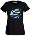 Reality Glitch Torn Greece Flag Womens T-Shirt