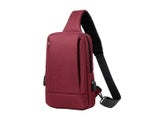 Unisex Shoulder Sling Bag Chest Bag Crossbody Bag with USB Charging Port - Red