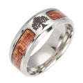 Black Flat Top Wedding Ring Living Tree Inlaid Men&#39;s Ring, Comfortable Design 6-