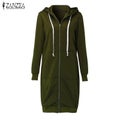 Autumn/winter Women's Medium-length Fleece-lined Hooded