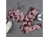 ATHVOTAR 1/2/3 Pcs Gym Set For Women Tie Dyeing Yoga Set Seamless Suits Peach