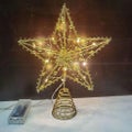 1Pc LED Glitter Christmas Tree Topper Sparkle Star With Lights Treetop Xm CHK29M