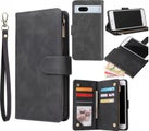 Google pixel 7a suede wallet case multifunction 6 cards & zipper black