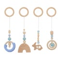 4 Pcs Baby Sensory Toys Baby Wooden Hanging Toys Kids Gym Toys Nursery Decors