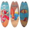 3pcs Wood Surfboard Decor Summer Themed Beach Party Wall Sign Wooden Sign For B