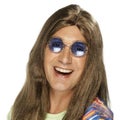 Neil Hippy Wig Adult Brown Centre Parting Costume Accessory