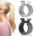 2 Pcs Black+silver Rhinestone Hair Clip Ponytail Buckle Hair Clip Nonslip Me