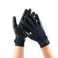 Blue Soft Pet Towel Gloves 26 16cm Perfect For Massage And Protecting