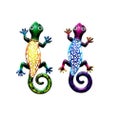 Set Of 2 Metal Gecko Art Lizard Wall Art Decorations For Yard Fence Garden
