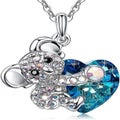 Blue Koala Heart Necklace For Women Pendant Jewelry With Crystals Gift For Mom