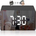 Digital Mirror Alarm Clock black 14*3.4*5.5cm Led Temperature Bedside Cloc