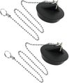 2 Pieces Rubber Sink Stopper With Ball Chain Stopper Universal Stainless Stee