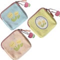 3-piece Women's Sanitary Napkin Storage Bag yellow Pink Blue Cute Colorfu