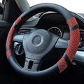 Car Steering Wheel Cover red Suitable For Diameter 38cm Pu Leather Ice Sil