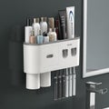 Wall-mounted Toothbrush Holder With Double Automatic Toothpaste Dispenser 2/3