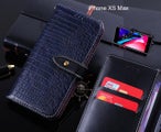 iPhone XS Max case croco pattern leather wallet case