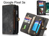 Google Pixel 3a Case Retro leather case multi cards cash pocket &amp; zip