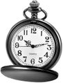 Classic Smooth Vintage Quartz Pocket Watch Arabic Numerals Scale Mens Womens W