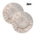 2 Pcs Boho-style Handmade Macrame Coasters Made Of Cotton Creamy White