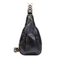 Vintage Women's Fanny Pack Colorful Jacquard Shoulder Strap Fashion Pu Chest B