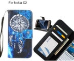 Nokia C2 case 3 card leather wallet case printed ID