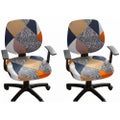 2Pcs Chair Cover Stretchable Gaming Office Rotating Stretch Seat Covers-Style 1
