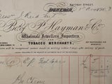 ANTIQUE INVOICE: P. Hayman &amp; Co. Dunedin - Tobacco Merchants 1903 (121 yo)