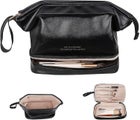 Large Makeup Bag Double Layer Cosmetic Bag Travel Makeup Bag Leather Makeup Bag