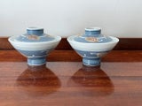 Vintage Pair Of Japan Porcelain Lidded Rice Bowls