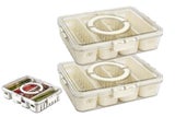 2Pcs Snack Divided Serving Tray With Lid Handle 4 Compartments Snack Container