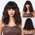 Mixed Brown Blonde Short Curly Wig Synthetic Highlight Wigs with