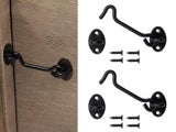 2Pcs 4inch Cabin Hook Eye Latch Shed Gate Hook Window Barn Door Latch Black
