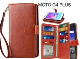 MOTO G4 PLUS case Double Wallet leather case 9 Card Slots