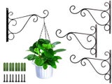 4Pcs Black Metal Wall Mount Plant Hangers Bird Feeder Hanging Brackets