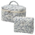 Quilted Floral Makeup Bag Set for Travel Coquette Aesthetic Cosmetic Bags (2-...