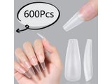 Makartt Long Coffin Nail Tips - Upgraded Matte Soft Gel Full Cover Nail Tips No