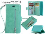 Huawei Y5 2017 case 10 cardS slots wallet leather case with zip