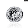 925 Sterling Silver Family Charm Heart Shape Beads Fit Bracelet Bangle For Women