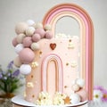 28Pcs Boho Rainbow Party Cake Toppers for Boho Rainbow Birthday Girls