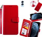 oppo a5 pro PU leather wallet case cowhide finish lanyard red