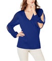 I.N.C Womens Illusion Surplice Pullover Blouse