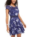City Studio Womens Lace Floral Mini Dress