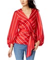 I.N.C Womens Stripe Shop Wrap Blouse