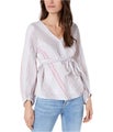 I.N.C Womens Striped Wrap Blouse
