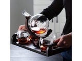 Creative Globe Decanter Set With Lead-free Carafe Exquisite Wood-stand And 2
