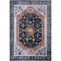 240*340CM Extra Large Rug Dark Blue Brown Soft Plush Vintage Carpet Hallway