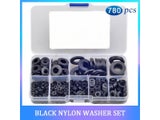 780PCS Black Nylon Flat Gasket Washer Set M2 M2.5 M3 M6 M8 M10 M12 Plastic Flat