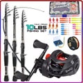 Sougayilang Casting Fishing Rod Combo High Carbon Telescopic Rod Baitcasting